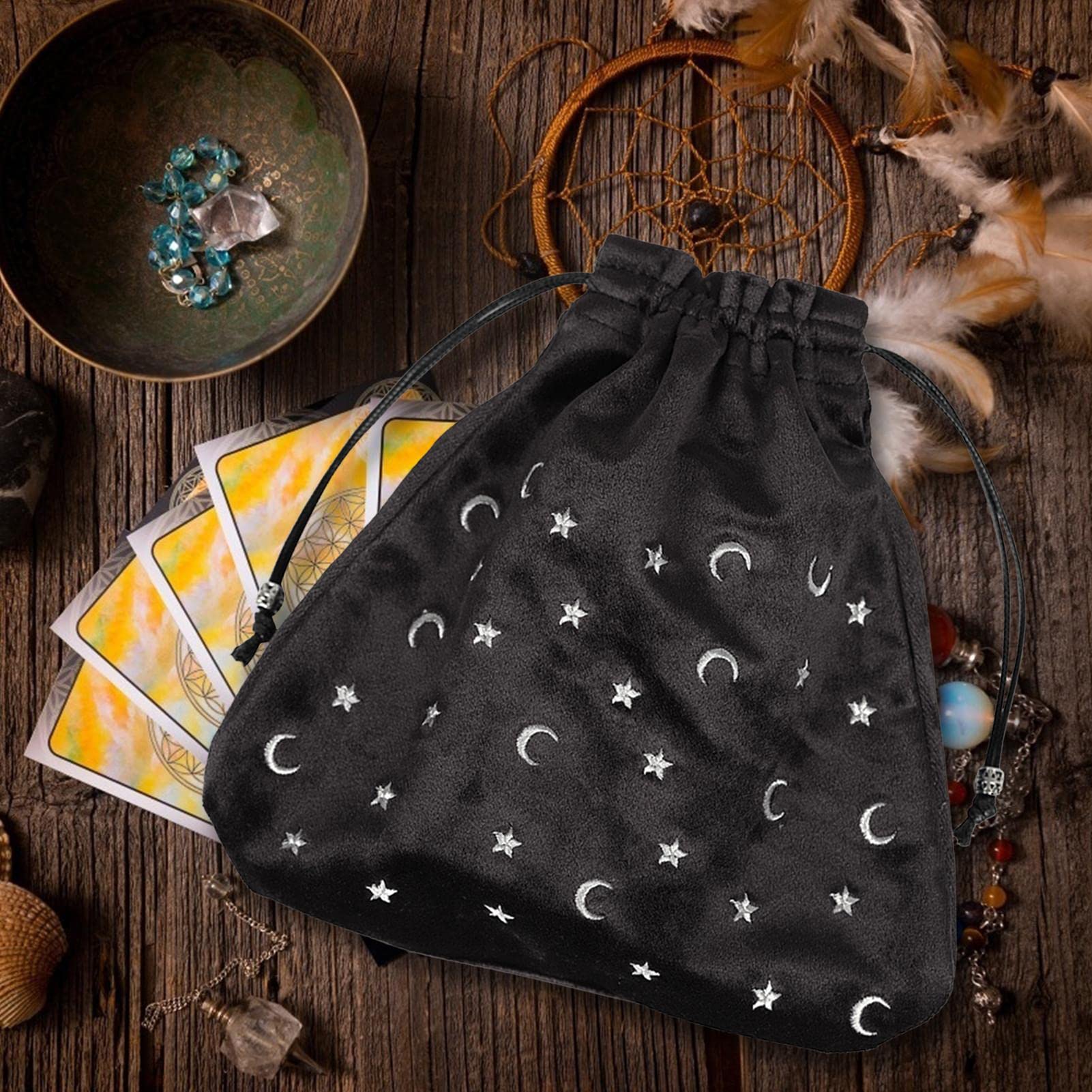 Premium Velvet Tarot Card Pouch with Drawstring - Organize & Protect Tarot Cards, Crystals, Dice, Jewelry & Coins - Perfect for Board Games, Easter Gifts & Spiritual Storage