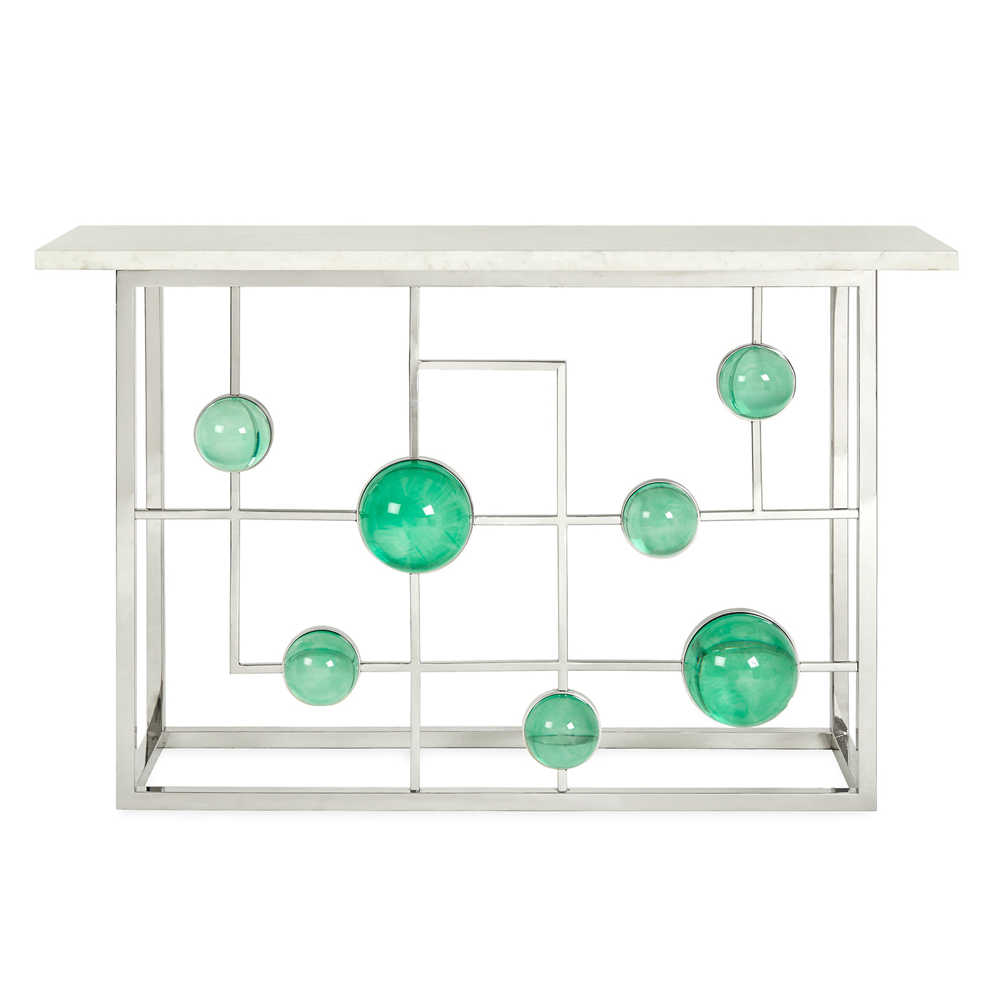 Globo Fretwork Console Table - Elegant Entryway Furniture with Intricate Metalwork Design for Hallway, Living Room & Foyer Decor