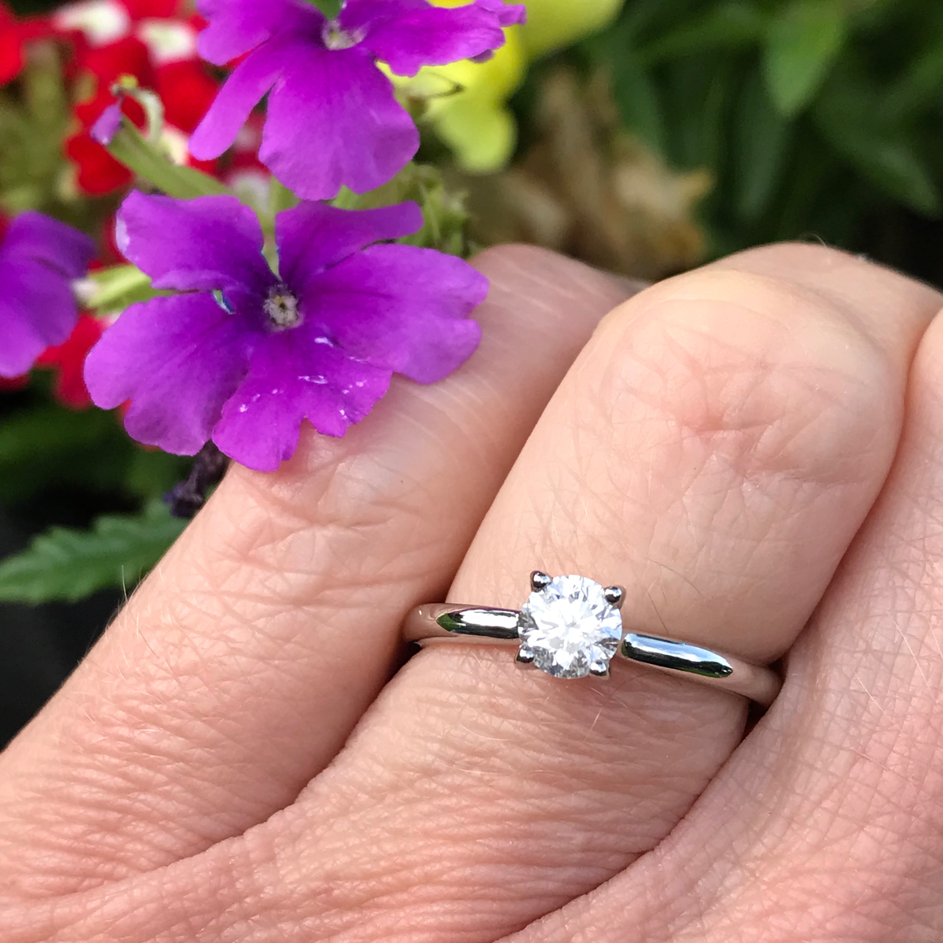 0.50ct Platinum Brilliant Natural Diamond Four Prong Engagement Ring - Perfect for Proposals, Weddings & Anniversaries