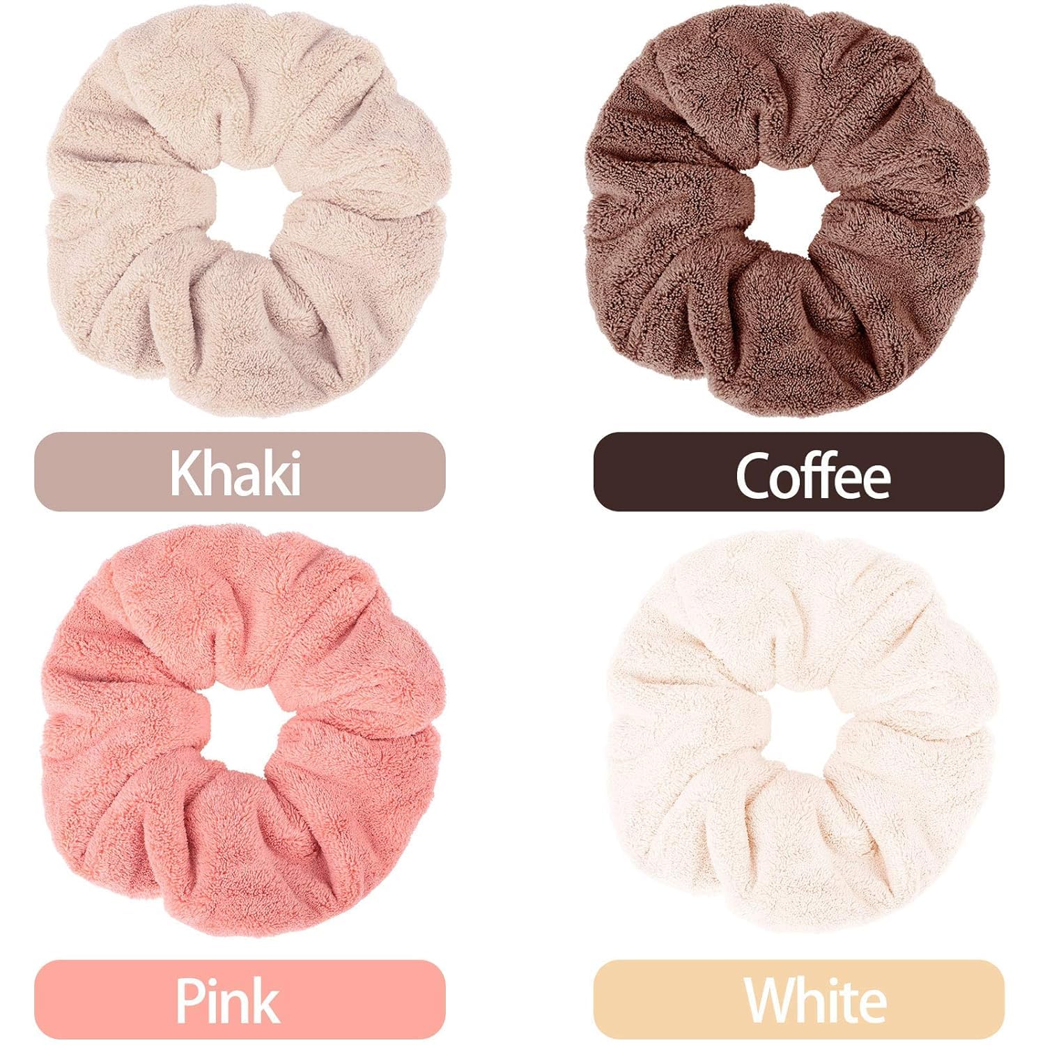 5 Pack Ultra Soft Microfiber Hair Towel Scrunchie for Women & Girls - Large Hair Scrunchies for Thick Hair - Quick Dry Hair Towel Wrap - Perfect for Post Shower, Gym, Swimming & Travel Use