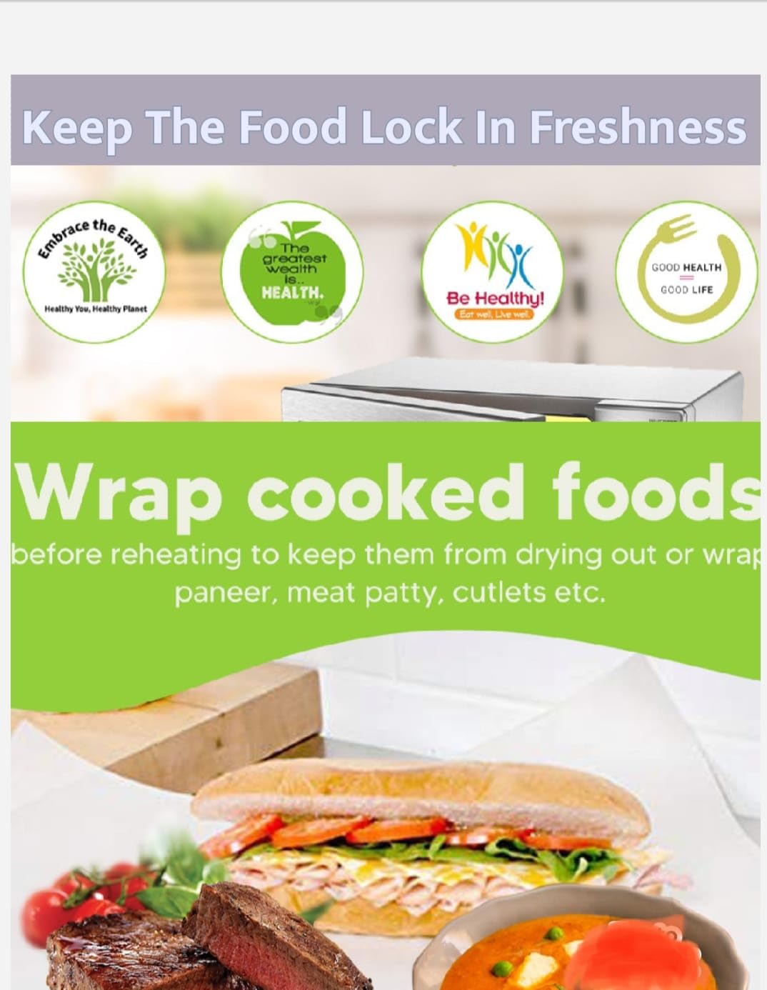 100m Food Grade Parchment Paper Roll - 30 x 8 Inch, 1kg, White | Non-Stick Baking Paper for Roti, Paratha, Wrapping, Cooking & Baking | Perfect for Kitchen, Bakery, Meal Prep & Food Storage
