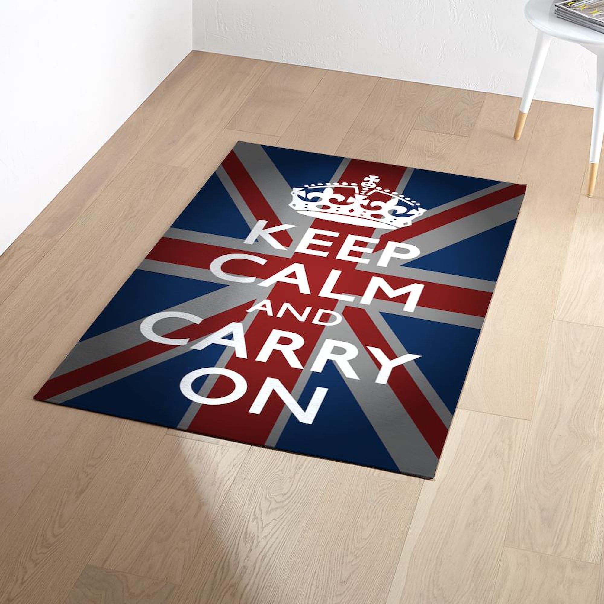 Keep Calm and Carry On 3'x5' Area Rug - Non-Slip Decorative Throw Rug for Living Room, Bedroom & Office - Soft Fabric Floor Mat for Home Decor