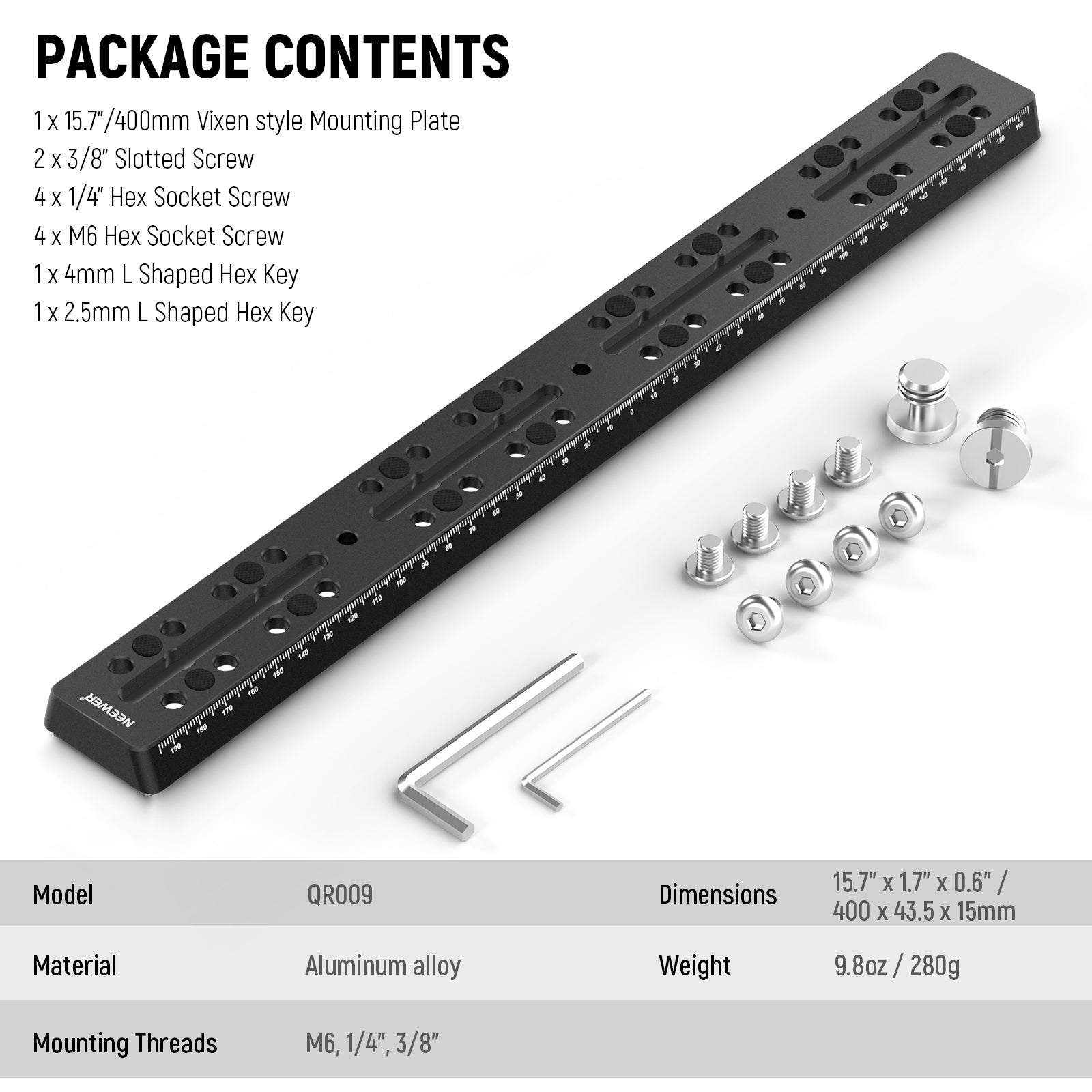 NEEWER Vixen Style Dovetail Rail Bar Plate for Telescopes - Perfect for Astronomy, Astrophotography & Telescope Mounting Accessories