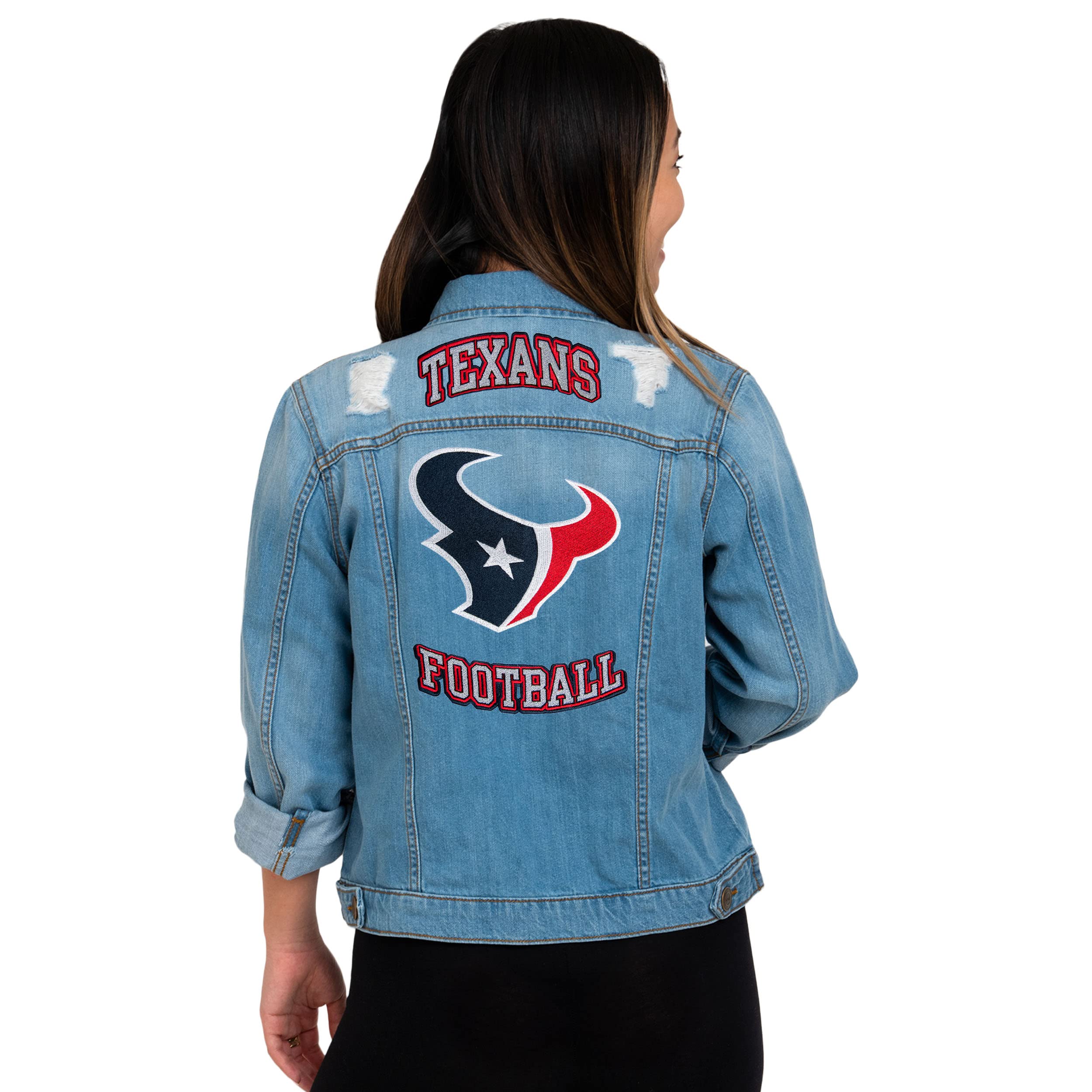 FOCO Women's NFL Team Logo Denim Jacket - Stylish Casual Outerwear for Football Fans, Game Day Outfits & Everyday Wear
