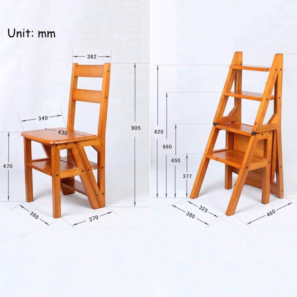 Foldable 4-Step Wooden Step Stool for Home - Indoor Safety Ladder Stool, Flower Stand, Multi-Purpose Climbing Stool (Perfect for Kitchen, Bathroom, Library & Home Decor)