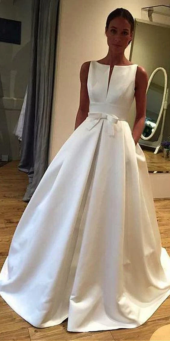 Elegant A-Line Satin White Wedding Dress J6300 - Perfect for Bridal Ceremonies, Formal Events & Special Occasions