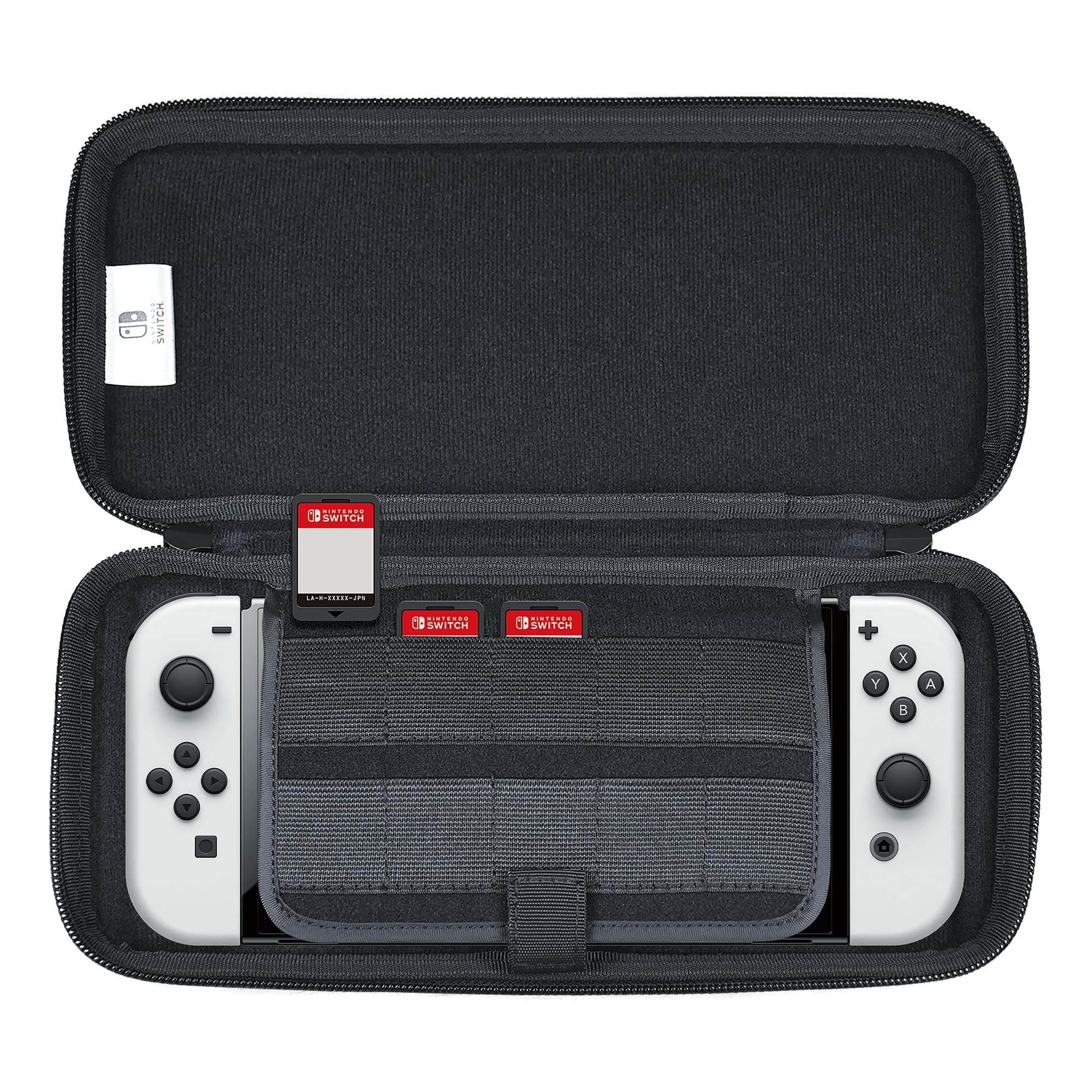 Official Nintendo Licensed Hori Semi-Rigid Case for Nintendo Switch & OLED Model - Black - Protective Cover for Gaming On-The-Go, Travel & Storage