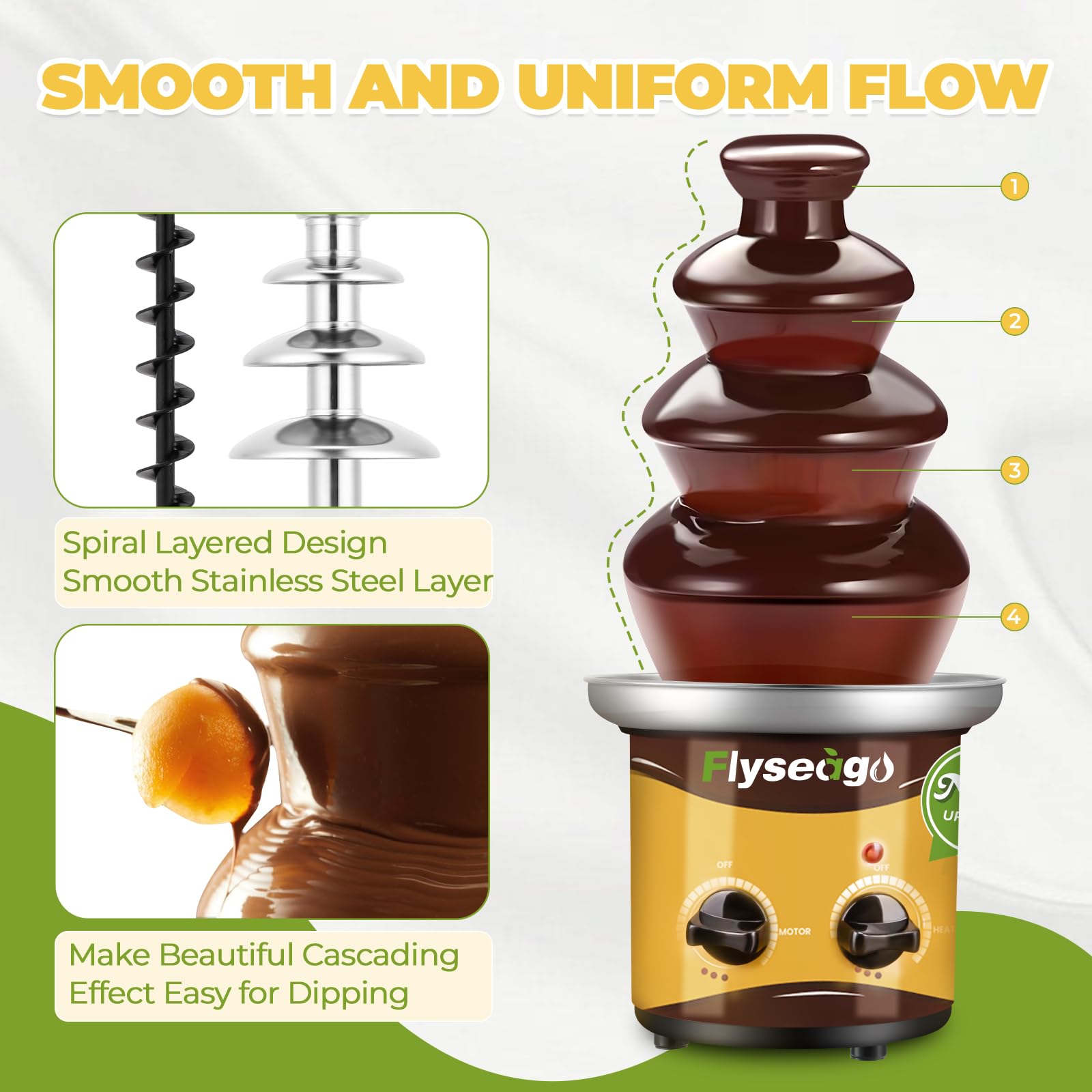 Commercial & Home Chocolate Fountain Machine with Tempering Function - Perfect for Weddings, Parties, and Dessert Displays