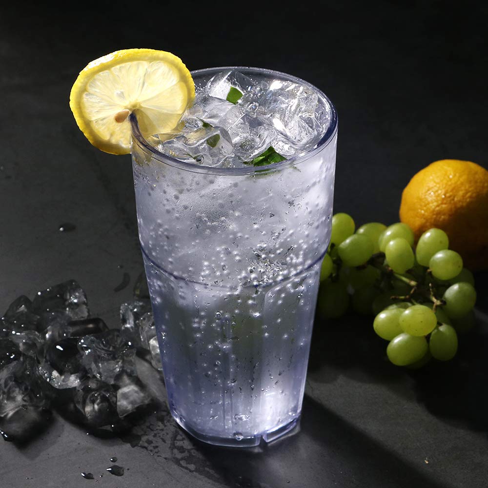 Restaurantware Bev Tek 16oz Shatterproof Plastic Tumblers - Set of 50 Clear Stackable Drinking Glasses, Dishwasher Safe for Restaurants, Bars, Cafes & Home Use - Ideal for Iced Coffee, Smoothies, Cocktails & Beverage Service