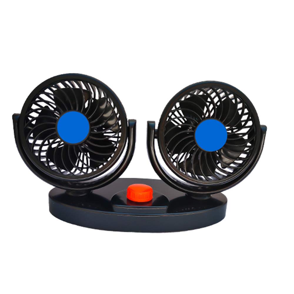 Dual-Head 12V/24V Car Fan with 2 Speed Adjustments - Portable & Silent Cooling Fan for Summer - Perfect for Car, Office, and Home Use - Keep Cool While Driving, Working, or Relaxing