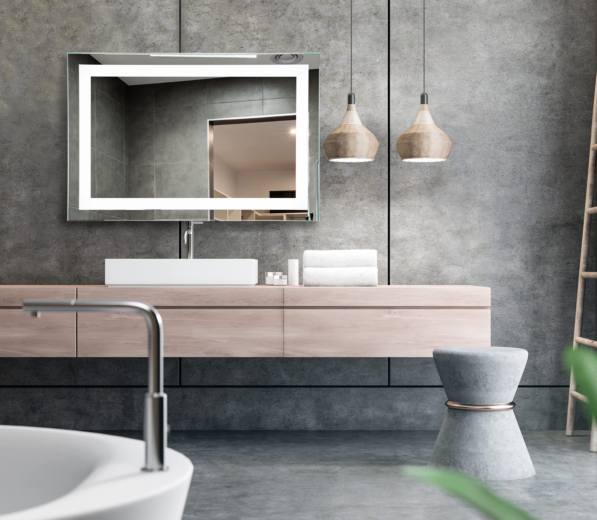 36x24 Inch LED Bathroom Vanity Mirror - Dimmable Anti-Fog Wall Mounted Mirror with Modern Frameless Design for Makeup, Shaving & Home Decor