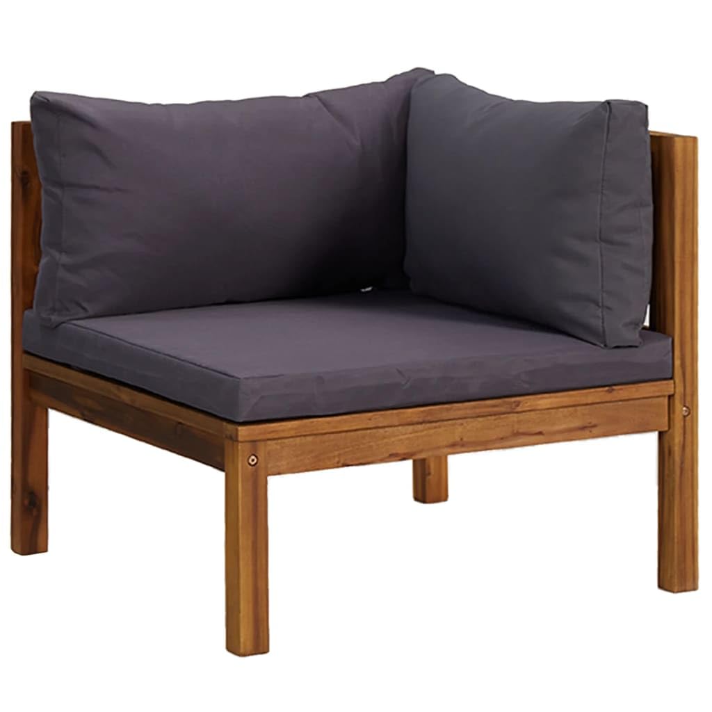 vidaXL 5-Piece Patio Lounge Set - Outdoor Garden Furniture, Sectional Sofa with Cushions, Acacia Wood Corner Sofa in Retro Style - Perfect for Backyard, Poolside & Patio Relaxation