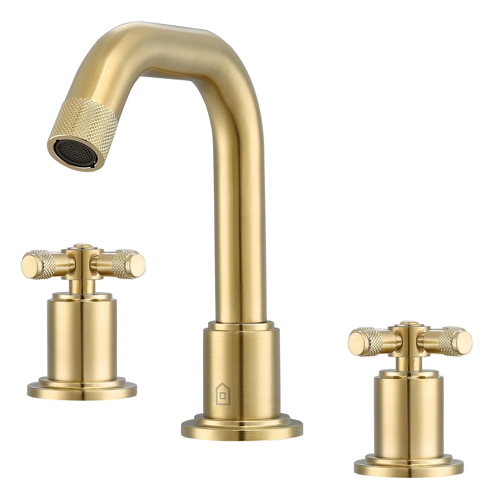 Ancona Widespread Bathroom Faucet with Cross Handle - 3 Hole Installation in Brushed Champagne Gold Finish - Perfect for Modern Bathroom Vanities and Powder Rooms