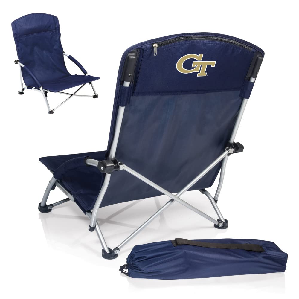 PICNIC TIME NCAA Tranquility Beach Chair with Carry Bag - Portable Low Profile Beach Chair for Adults - Lightweight Folding Lawn Chair for Outdoor Relaxation, Camping, Picnics, and Beach Trips