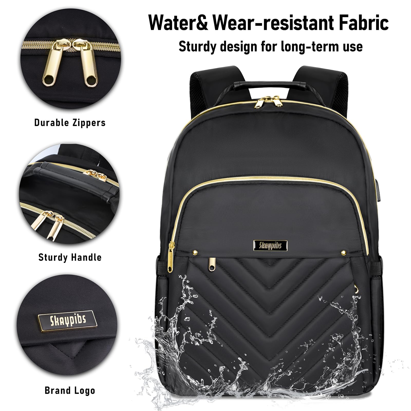 Stylish Black Backpack for Women & Girls - Durable School Backpack, College Book Bag, Daypack for High School & Travel - Perfect for Students, Commuters & Daily Use (Mochilas Escolares)