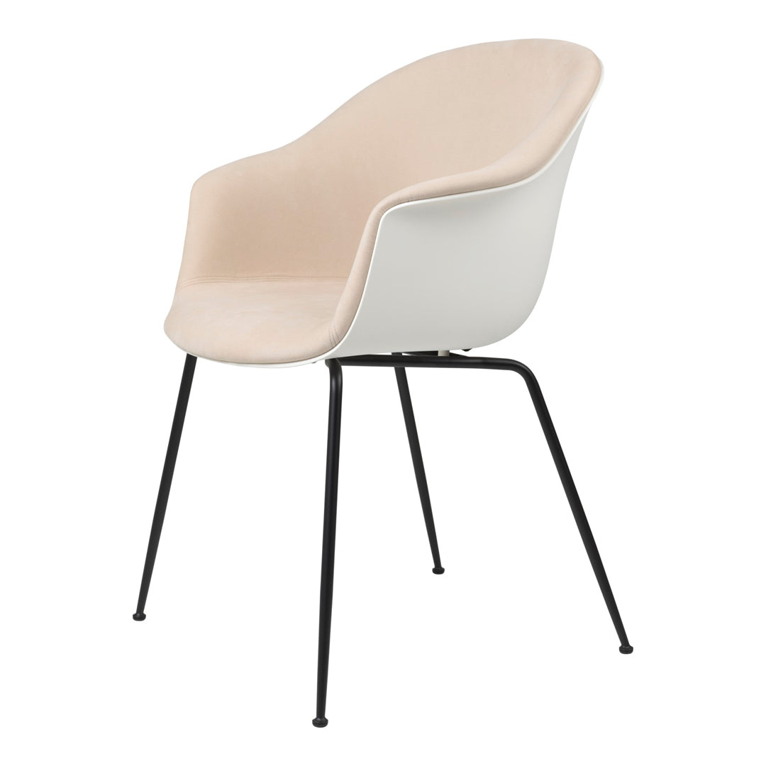 Modern Bat Dining Chair with Black Matte Conic Base & Front Upholstery - Perfect for Kitchen, Dining Room, and Restaurant Settings