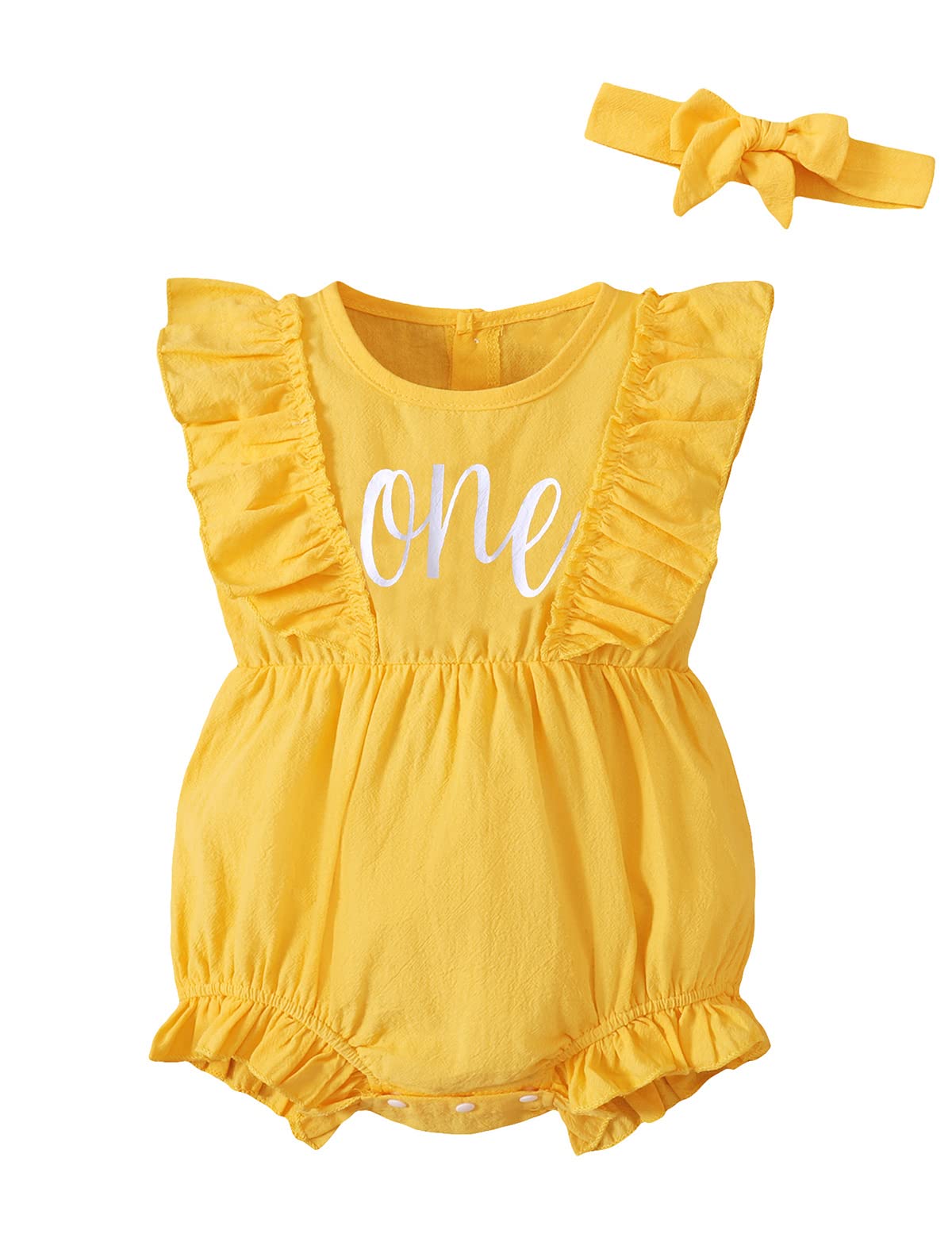 1st Birthday Outfit for Baby Girls - Adorable Ruffled Romper for Summer Celebrations & Photo Shoots