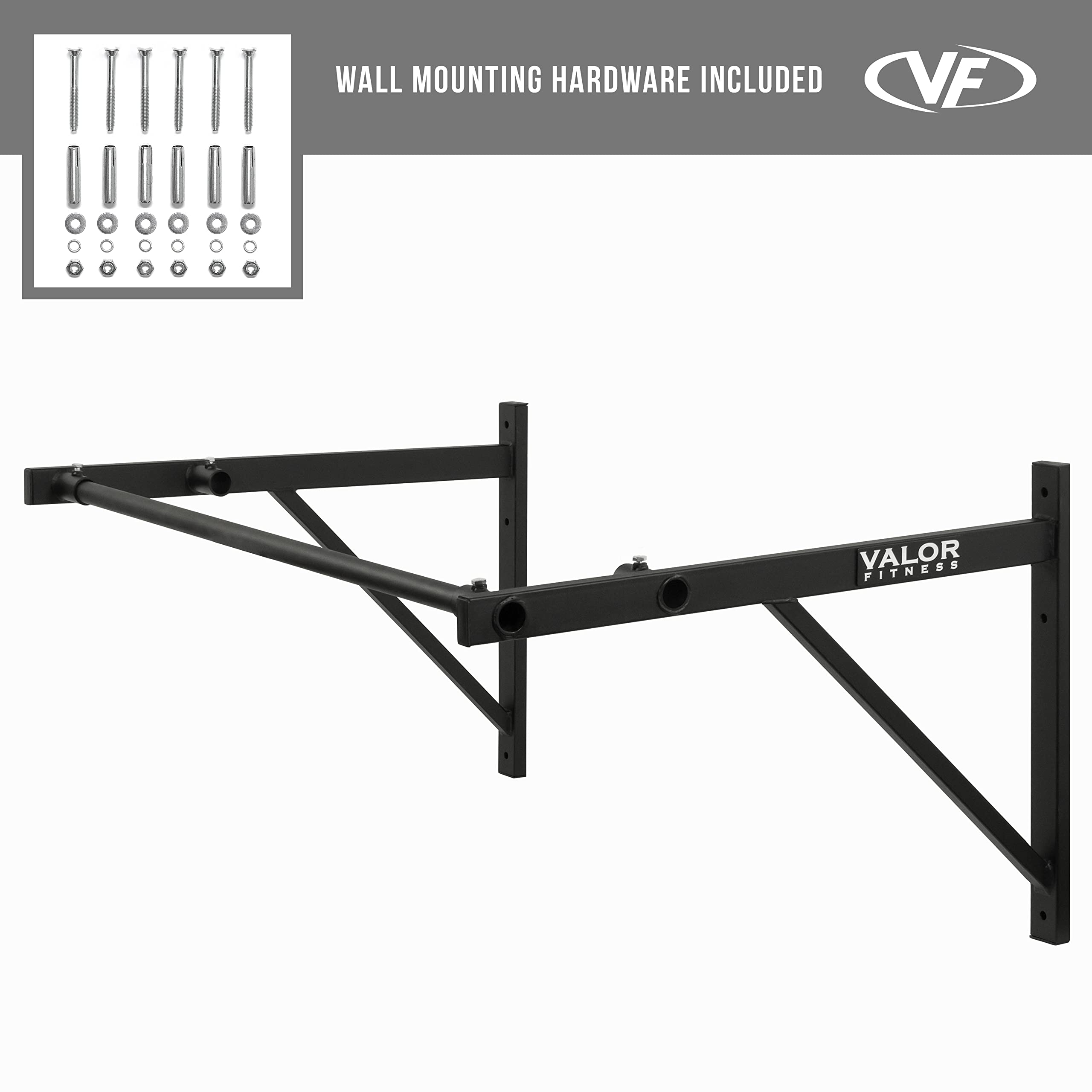 Valor Fitness CHN-3 Wall Mounted Pull Up Bar - Multi-Grip Chin Up Bar for Home Gym, Strength Training & Bodyweight Exercises - Perfect for Garage, Basement & Home Workouts