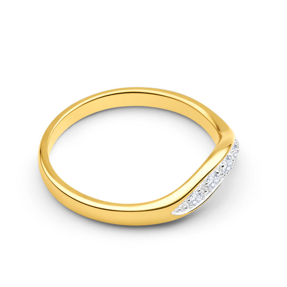9ct Yellow Gold 1/6 Carat Diamond Curved Ring - Elegant Wedding Band, Anniversary Gift for Her - Perfect for Engagement, Proposal & Special Occasions