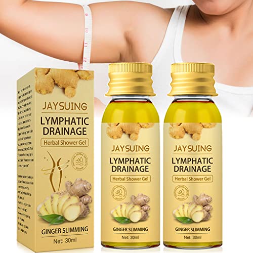 OVAI Lymphatic Drainage Ginger Shower Gel - Herbal Detox & Circulation Boost with Natural Ginger Extract (2-Pack) | Perfect for Post-Workout Recovery & Relaxing Spa Nights