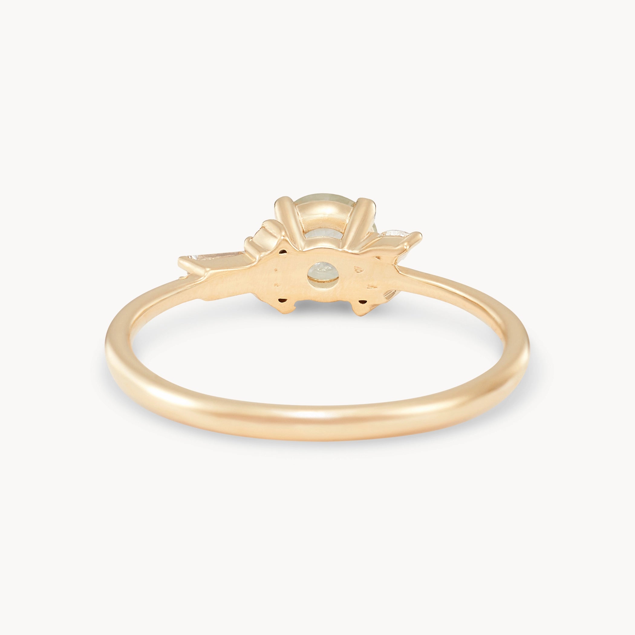 Magic Moment One of a Kind 14K Yellow Gold Ring with Round Glass Blue Sapphire & White Diamonds - Perfect for Anniversaries, Engagements & Special Occasions