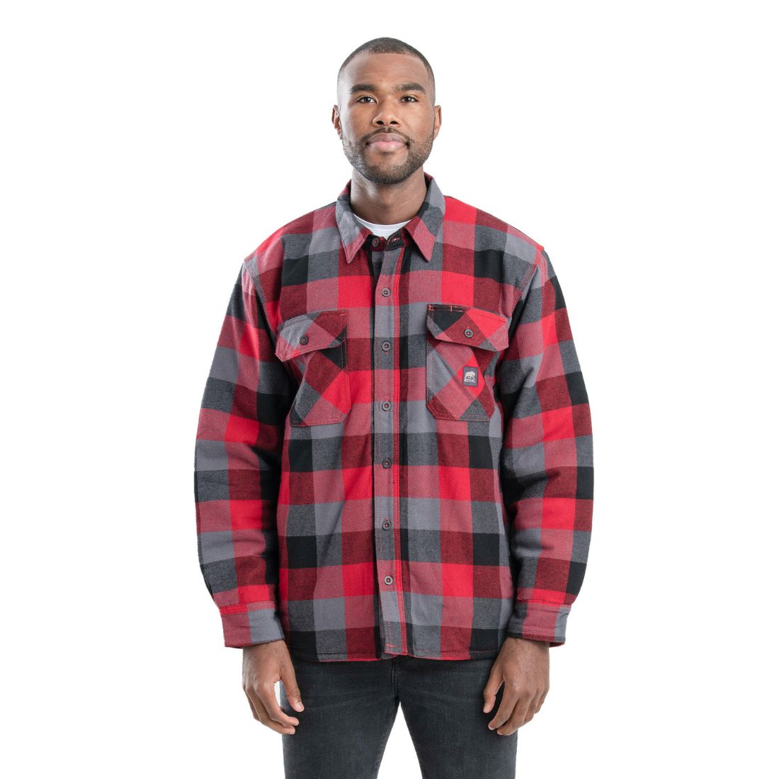 Berne Men's Heartland Shirt Jacket SH69PRE - Red Flannel Shirt Jacket for Men | Warm & Durable Outdoor Workwear | Perfect for Hunting, Camping & Fall Layering