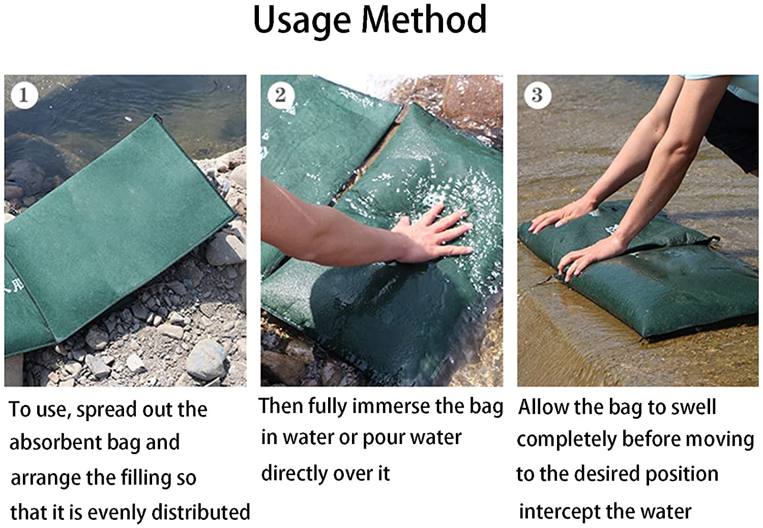MBROS 10Pcs Reusable Flood Barrier Sand Bags - Heavy Duty Thickened Canvas Water Absorbent Sandless Bags (25x50cm) for Rainwater Control, Garage Protection & Emergency Flood Prevention - Perfect for Home, Business & Storm Preparedness
