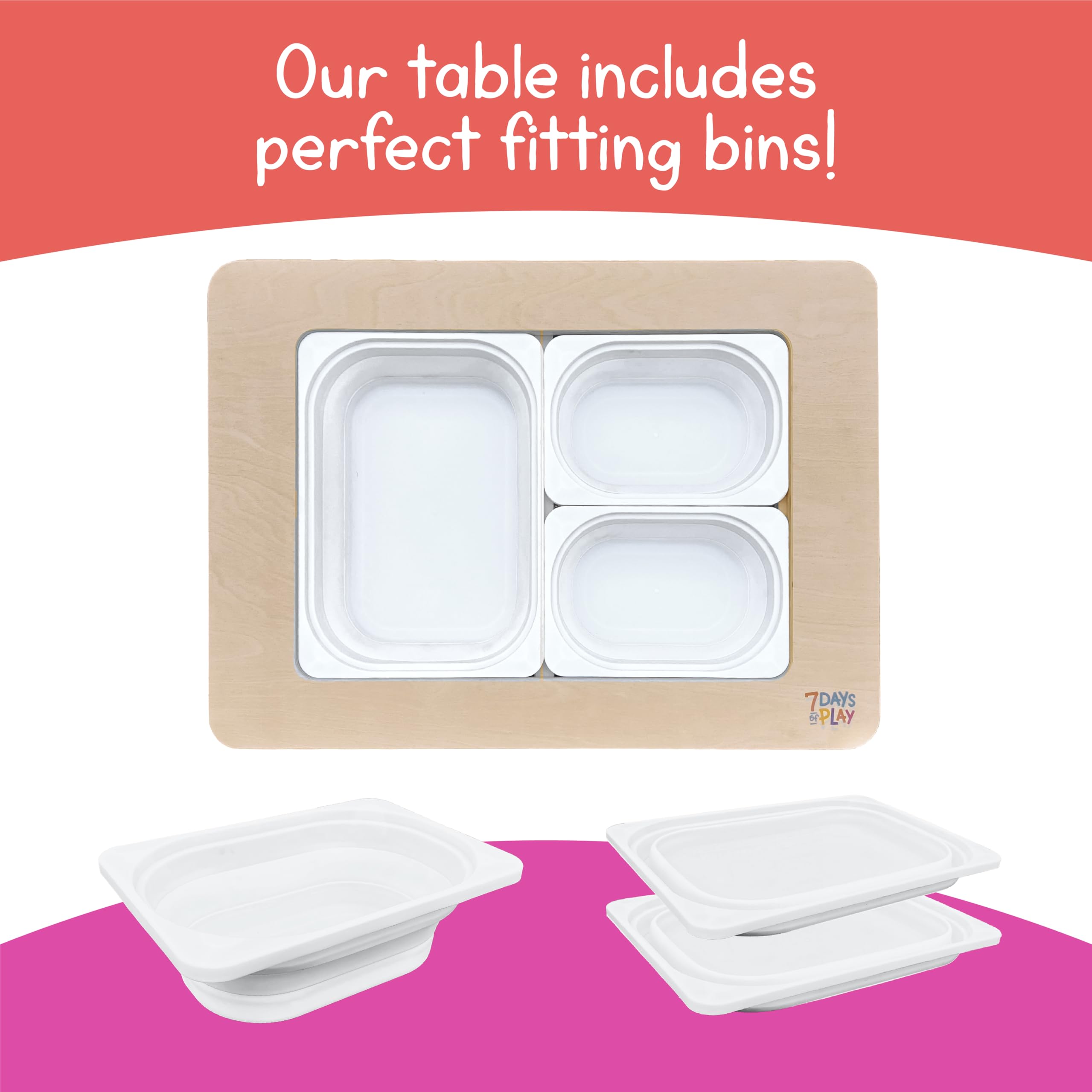 Foldable Sensory Play Activity Table with Storage Bins & Lid - Kids Learning & Developmental Toy for Home, Classroom, Daycare & Autism Therapy