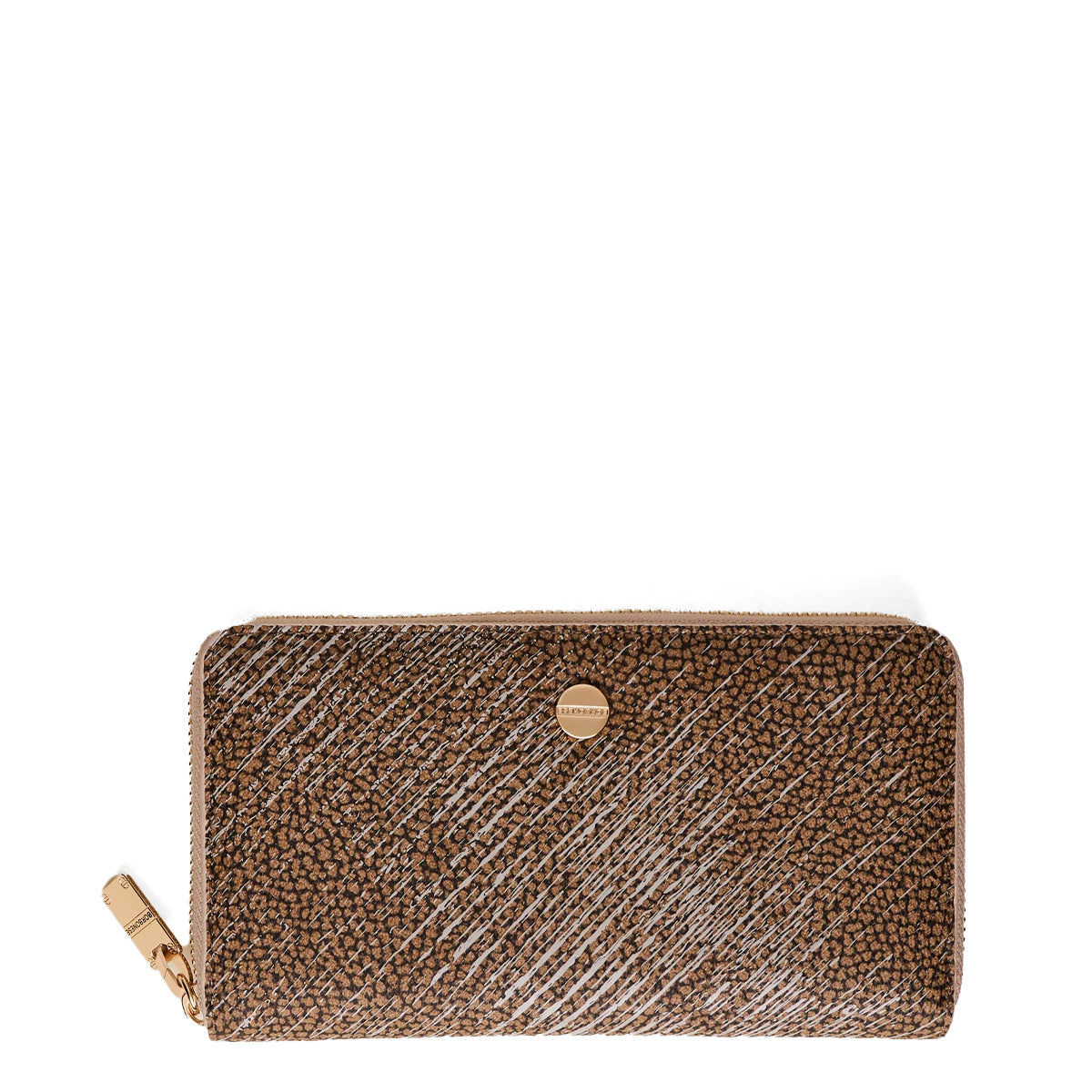 Borbonese Graffiti Zip Around Wallet in Naturale Porridge - Stylish and Compact for Everyday Use, Travel, and Business