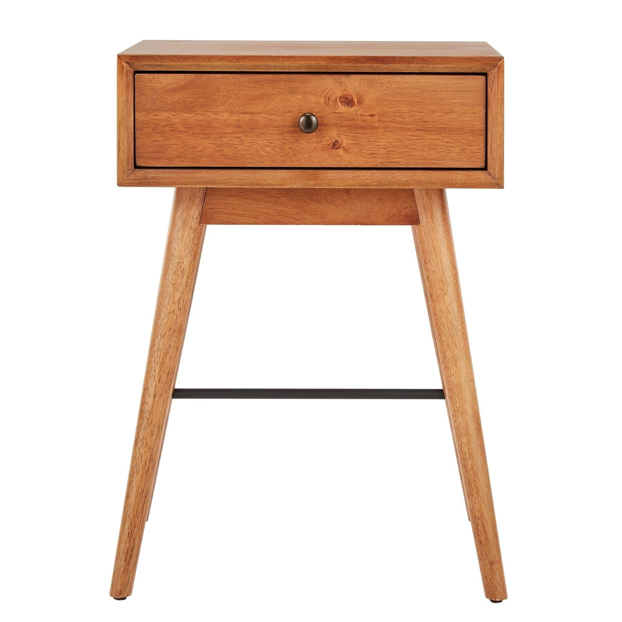 Modern Brown Inspire Q Aksel Wood 1-Drawer End Table - Nightstand for Bedroom, Living Room, or Office - Solid Wood Side Table with Storage
