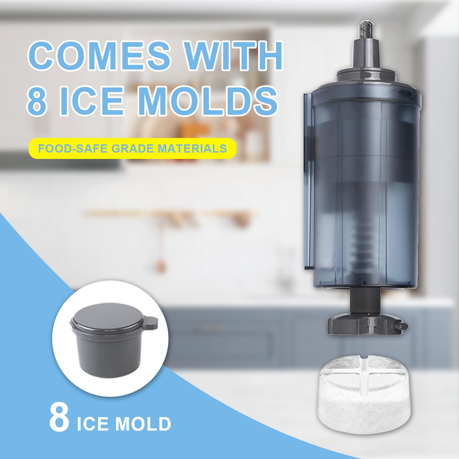 **KitchenAid Ice Cream Maker & Shaved Ice Attachment Set – Compatible with 4.5 Qt & Larger Stand Mixers – Includes 8 Ice Molds for Homemade Gelato & Shaved Ice – Perfect for Summer Desserts & Party Treats**