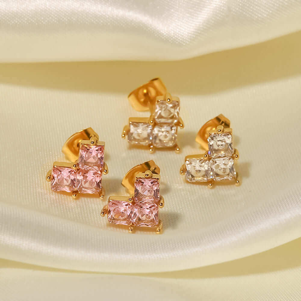 18K Gold Plated Cubic Zirconia Heart Earrings for Women - Elegant Valentine's Day Gift, Anniversary Present, or Everyday Jewelry - Hypoallergenic & Tarnish-Free