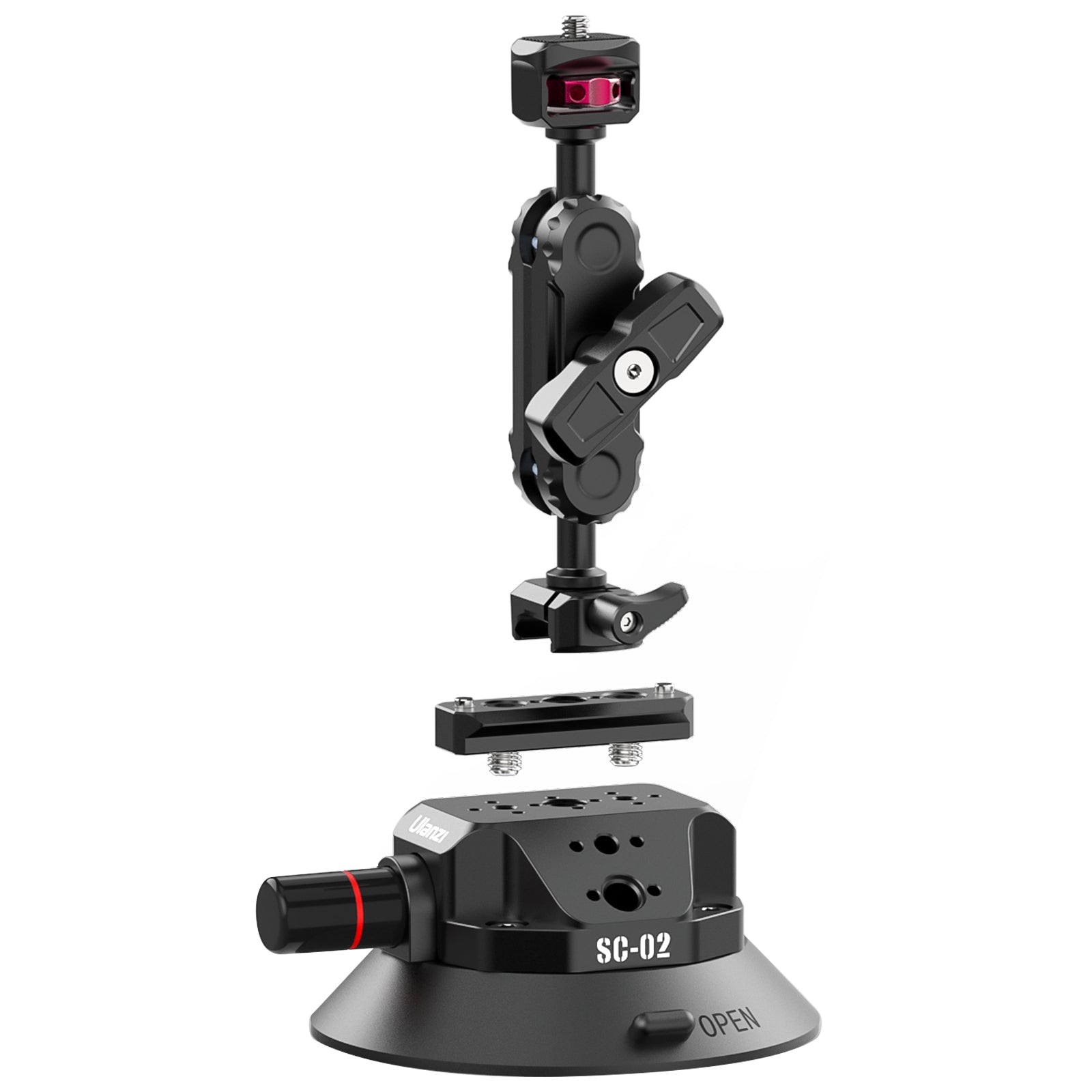Ulanzi SC 02 Heavy Duty Suction Cup Mount with 4.5 Inch Base - Secure Camera & Phone Holder for Vlogging, Action Cameras, Dash Cams & Car Mounting (Model 3090)