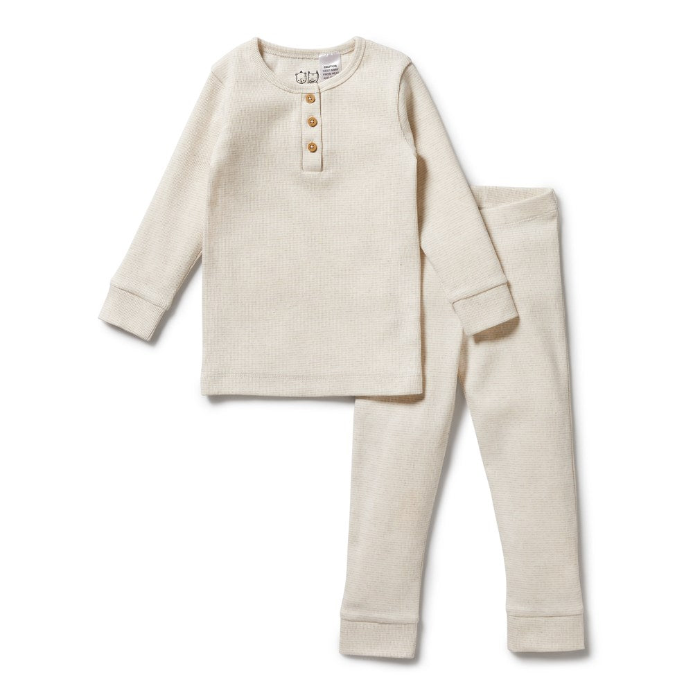 Organic Cotton Striped Ribbed Henley Pajamas for Women - Soft & Comfortable Sleepwear for Lounge & Bedtime