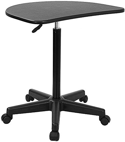 Adjustable Height Mobile Laptop Computer Desk with Black Top - Perfect for Home Office, Study, and Workspace