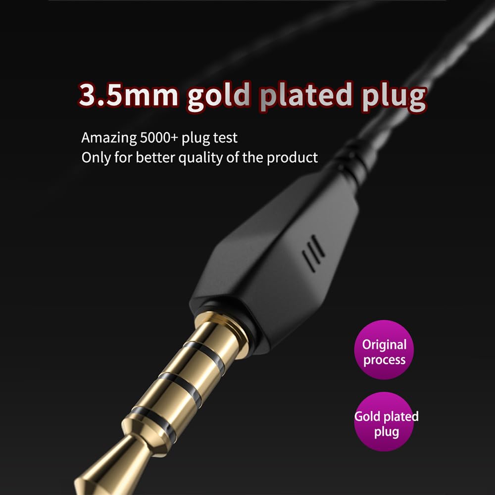 QKZ AK6 Gaming Earbuds with Microphone - 3.5mm HiFi In-Ear Headphones for Running, Sports & Music - Noise Isolating Wired Earphones with Mic (Black) - Perfect for Gaming, Workouts & Commuting