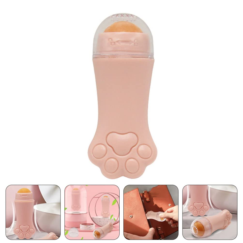 1pc Pink Volcanic Stone Oil-Absorbing Roller Ball - Face Massage Tool for Skincare, Oil Control & Makeup Removal - Natural Volcanic Rock Skin Care Gadget for Home & Travel Use