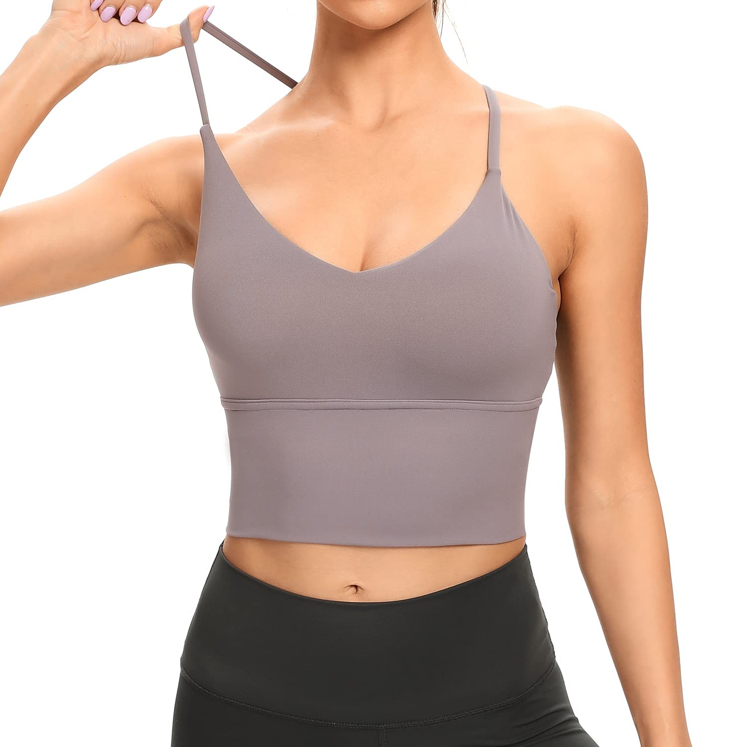 Lemedy Women's Sports Bras - Strappy Longline Fitness Padded Workout Yoga Running Crop Tank Tops - Comfortable Support for Gym, Yoga & Running Activities