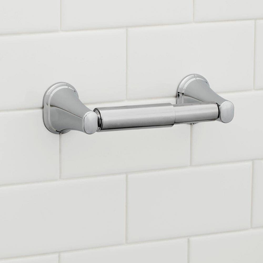 Chrome Double Post Toilet Paper Holder - Glacier Bay Treyburn Bathroom Tissue Roll Stand for Modern Home & Commercial Restrooms