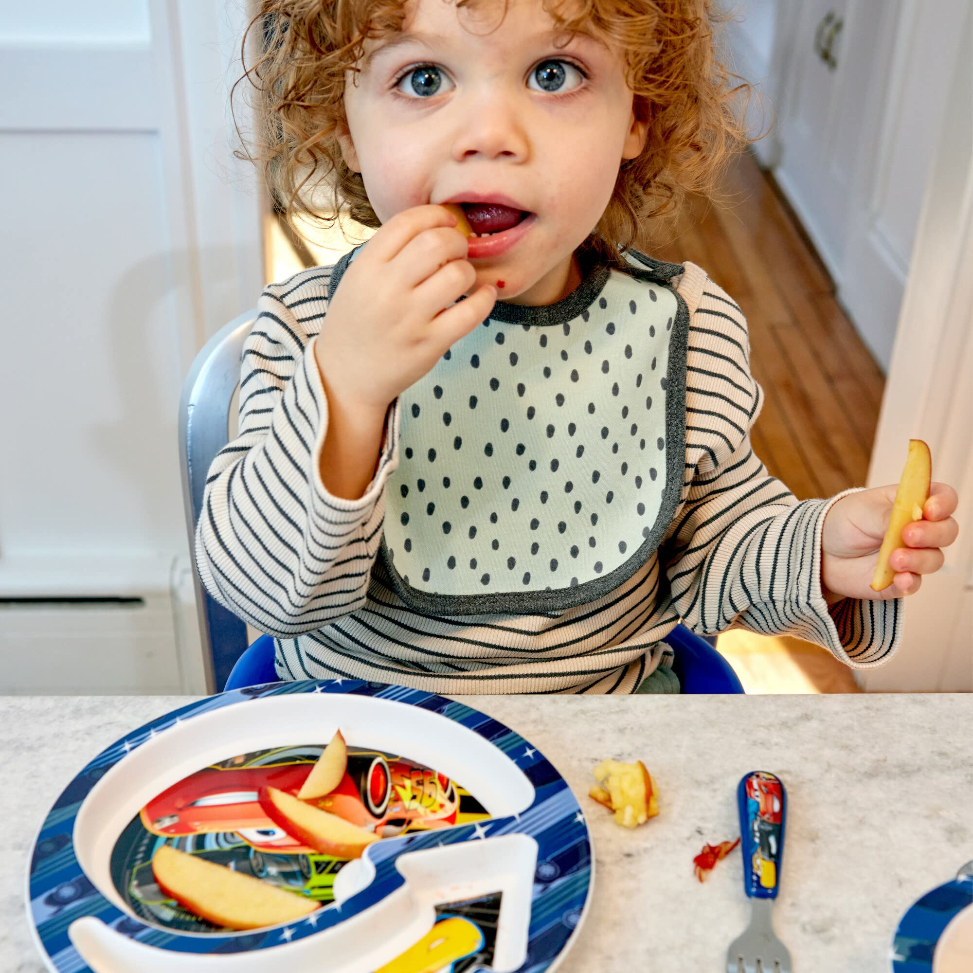 Disney Pixar Cars Toddler Dinnerware Set - 4-Piece Plates & Utensils for Kids | Fun Mealtime Essentials for Boys | Perfect for Birthday Gifts & Preschool Lunch