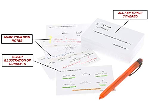 Organic Chemistry Study Flash Cards - First Semester Topics & Reactions for College Students | Perfect for Exam Prep & Self-Study
