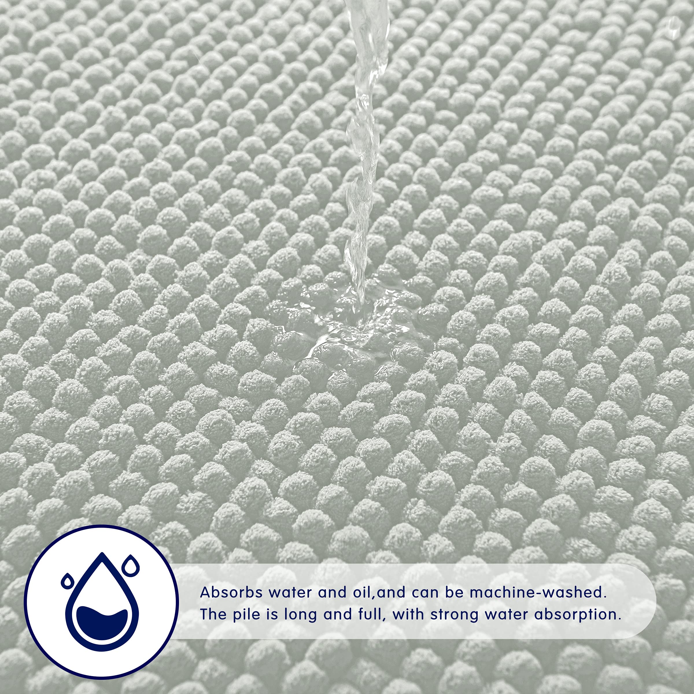 Soft Striped Plush Bath Mat - Absorbent Quick-Drying Machine Washable Bathroom Rug (24x60 Inch, Light Gray) for Cozy Home & Spa-Like Bathroom Experience