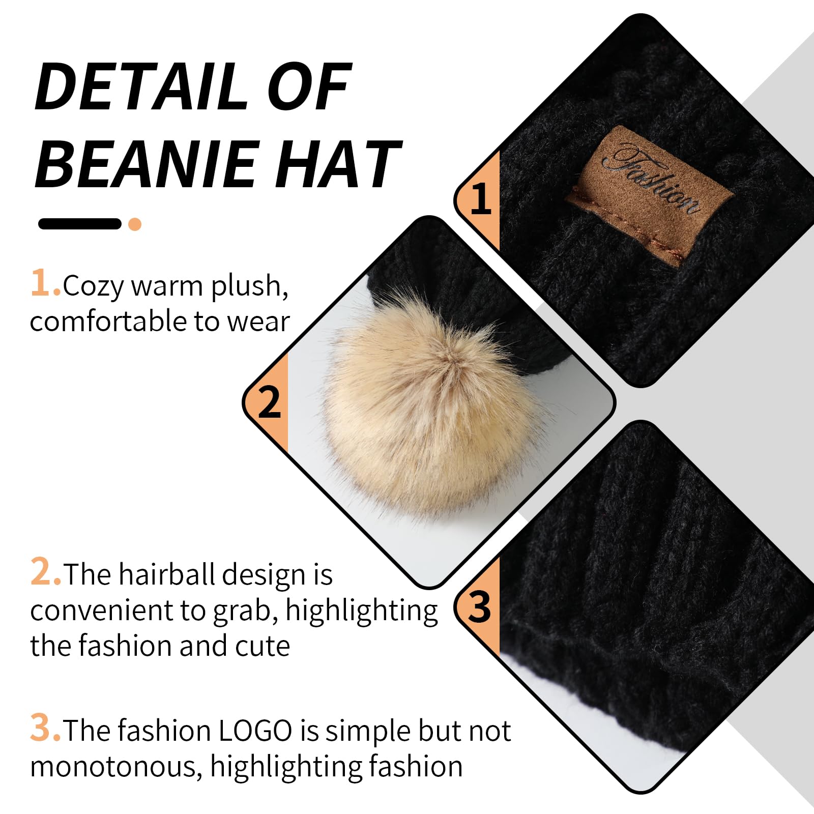 Passionbility Winter Beanie Hat & Circle Scarf Set with Touchscreen Gloves - Warm Fleece Lined Skull Cap & Neck Warmer for Women & Men - Perfect for Skiing, Snowboarding & Cold Weather Activities
