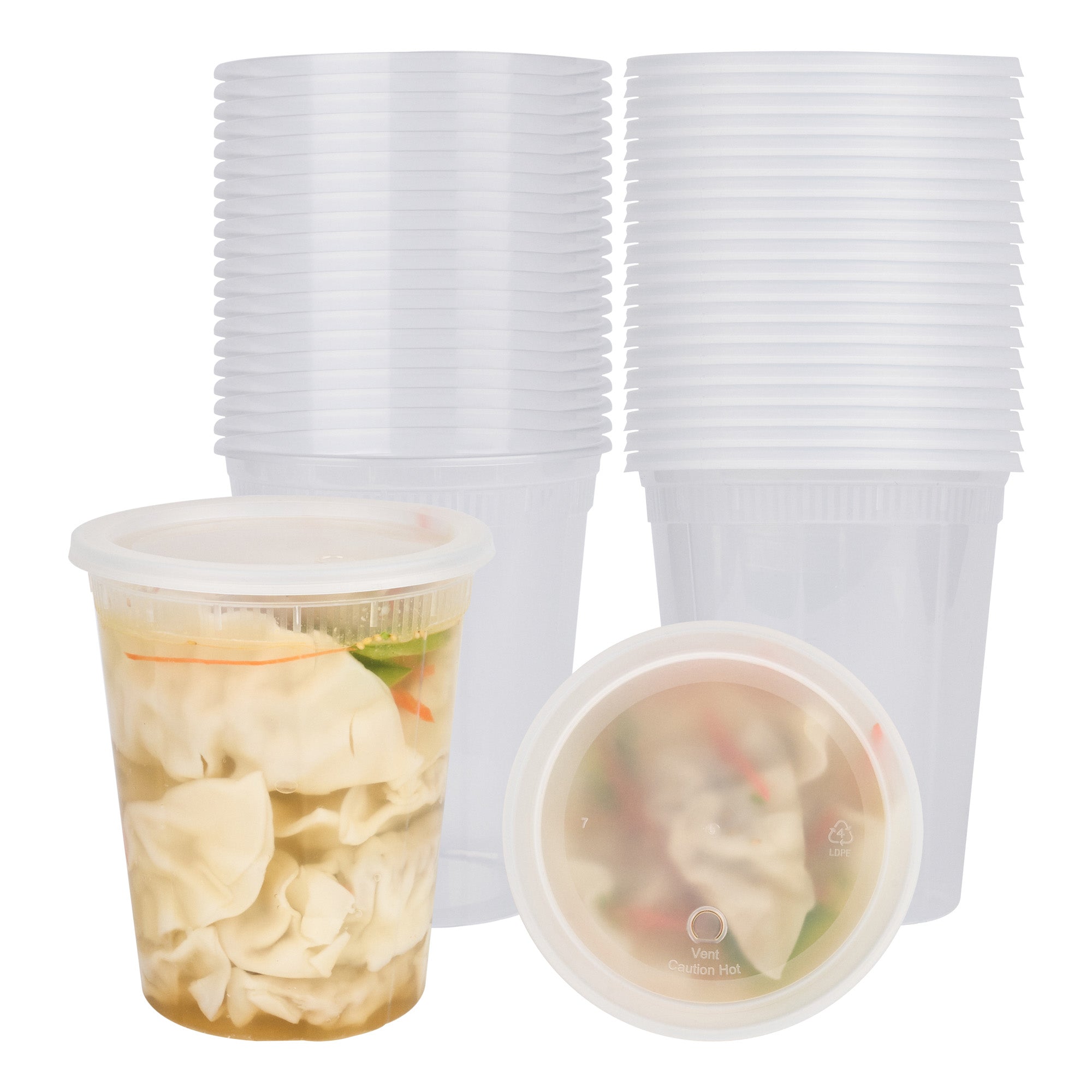 40oz Clear Plastic Soup Containers with Lids - 50 Pack Round Microwave Safe Food Storage Containers for Takeout, Meal Prep & Leftovers