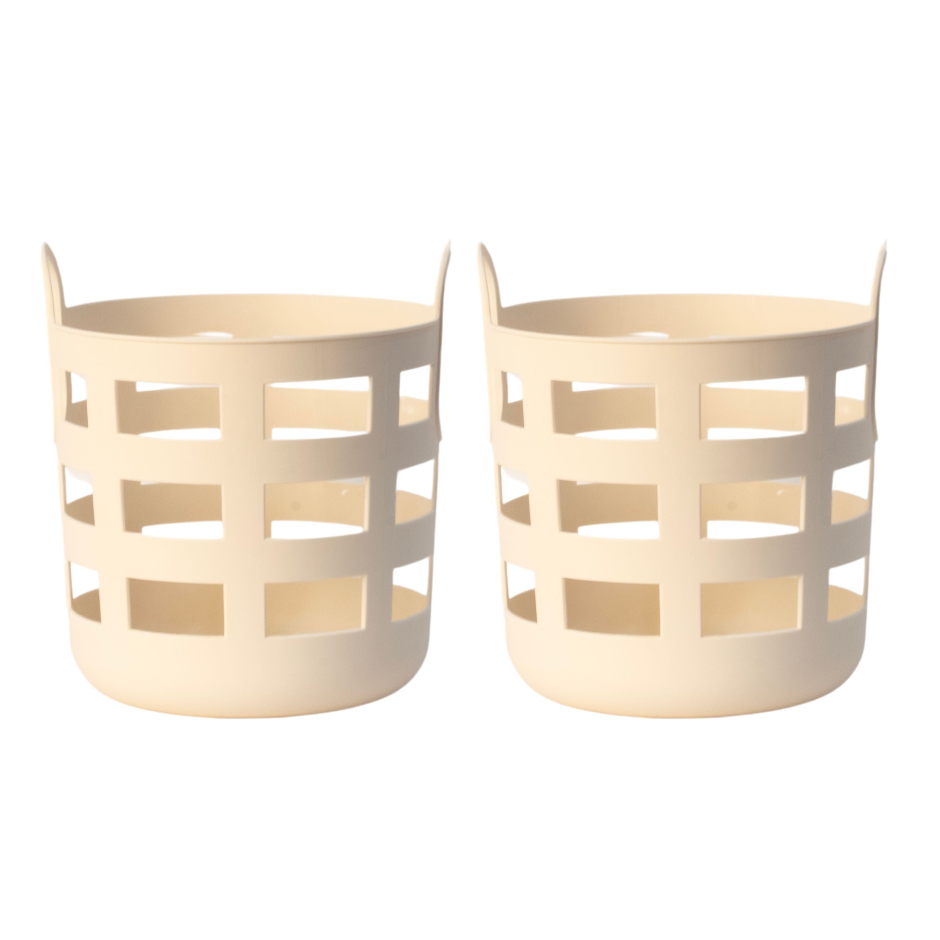 ENKEL STUDIO Small Woven Storage Baskets - Set of 2, Natural Sand Color - Perfect for Home Organization, Bathroom, Nursery & Closet Storage