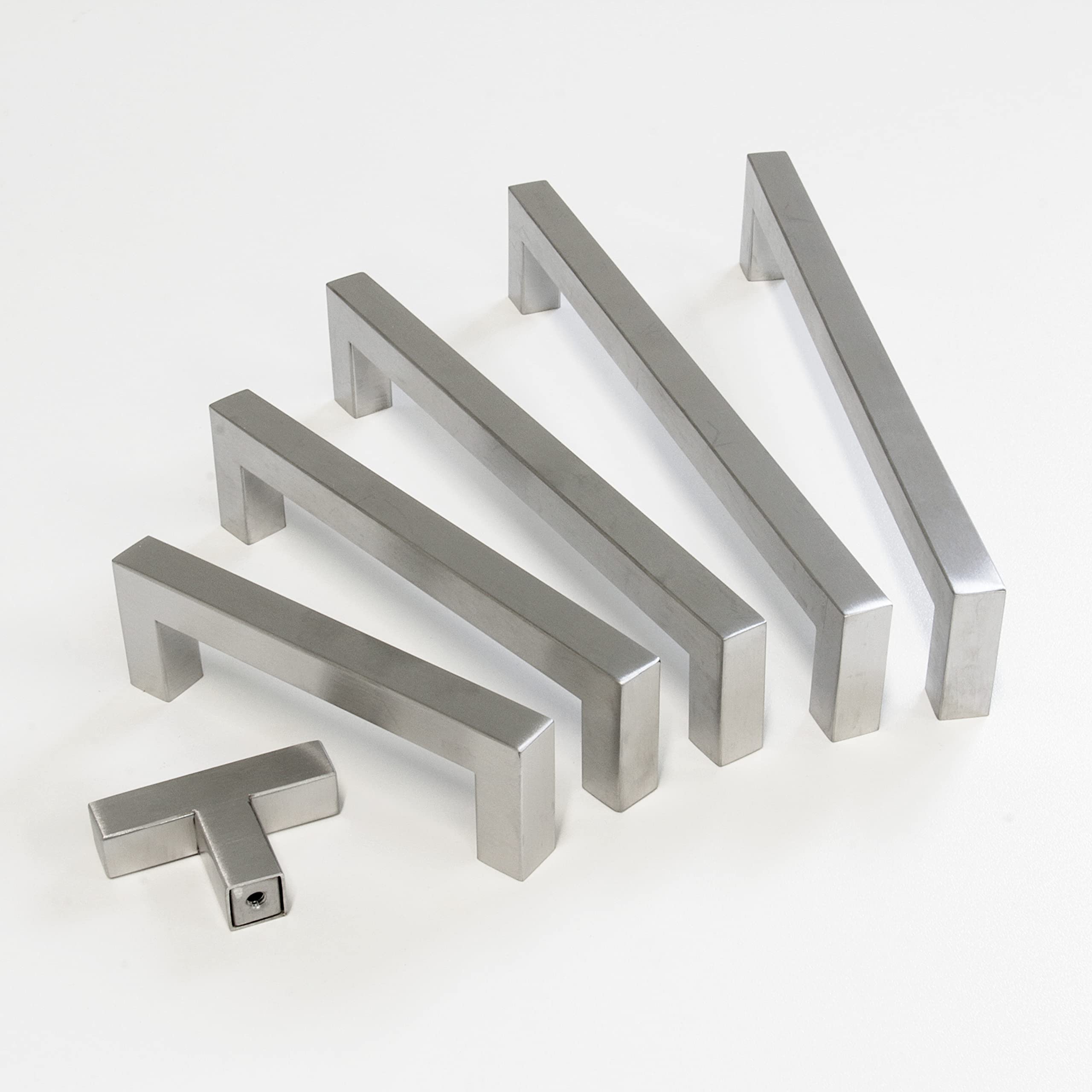 Modern Brushed Stainless Steel Cabinet Drawer Handles - 3 15/16 Inch (10 Pack) | RCH Hardware HD-SS128-224 | Durable Kitchen & Bathroom Hardware for Cabinets, Dressers & Furniture