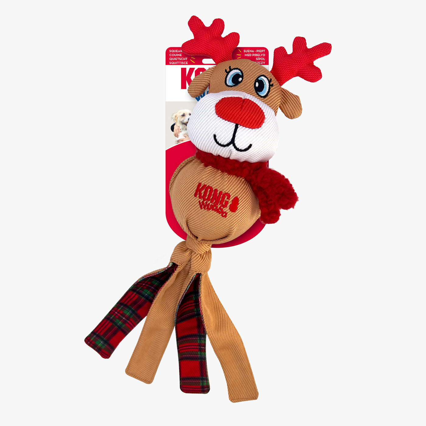 KONG Holiday Wubba Dog Toy - Durable Chew Toy for Small & Large Dogs - Perfect for Christmas, Thanksgiving & New Year Gifts - Great for Fetch, Tug-of-War & Interactive Playtime