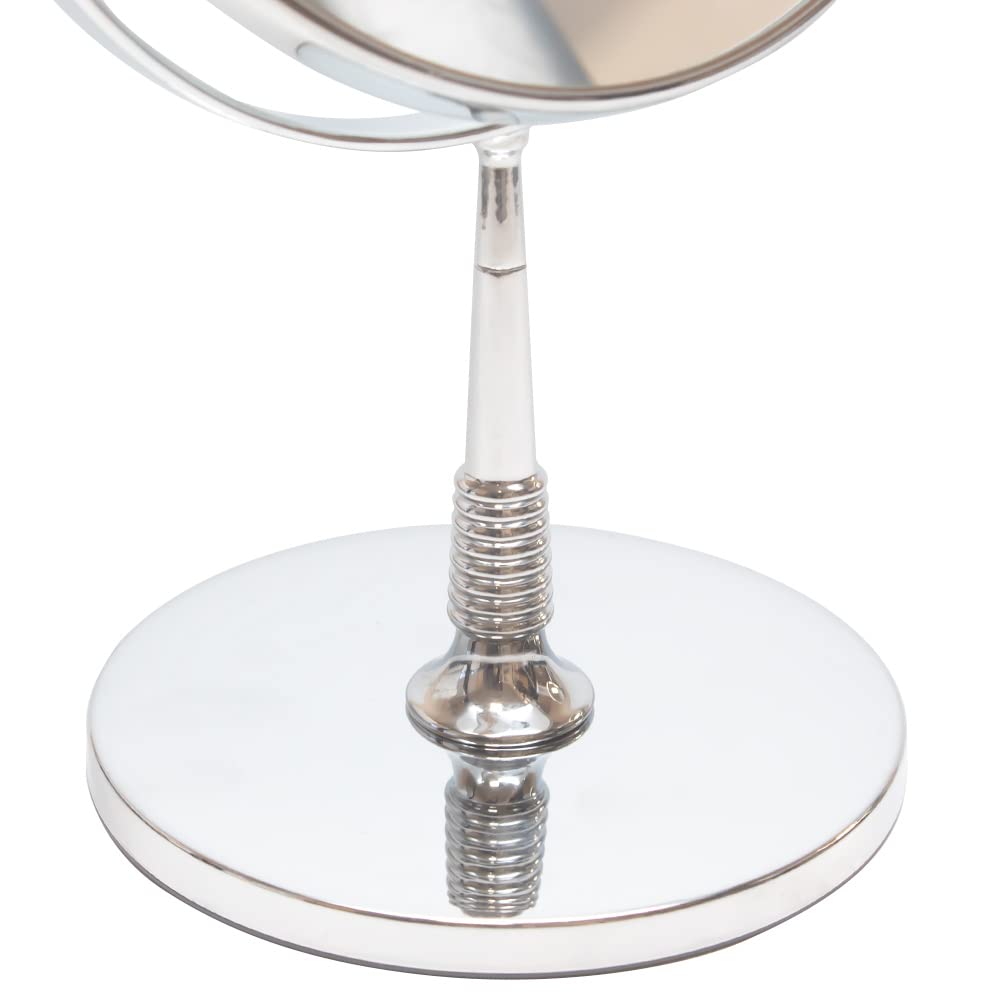 Calabria 8031 1X 5X Magnifying Makeup Mirror - Chrome Silver Vanity Mirror for Desk, Tabletop & Bathroom Sink - Perfect for Makeup Application, Skincare & Shaving