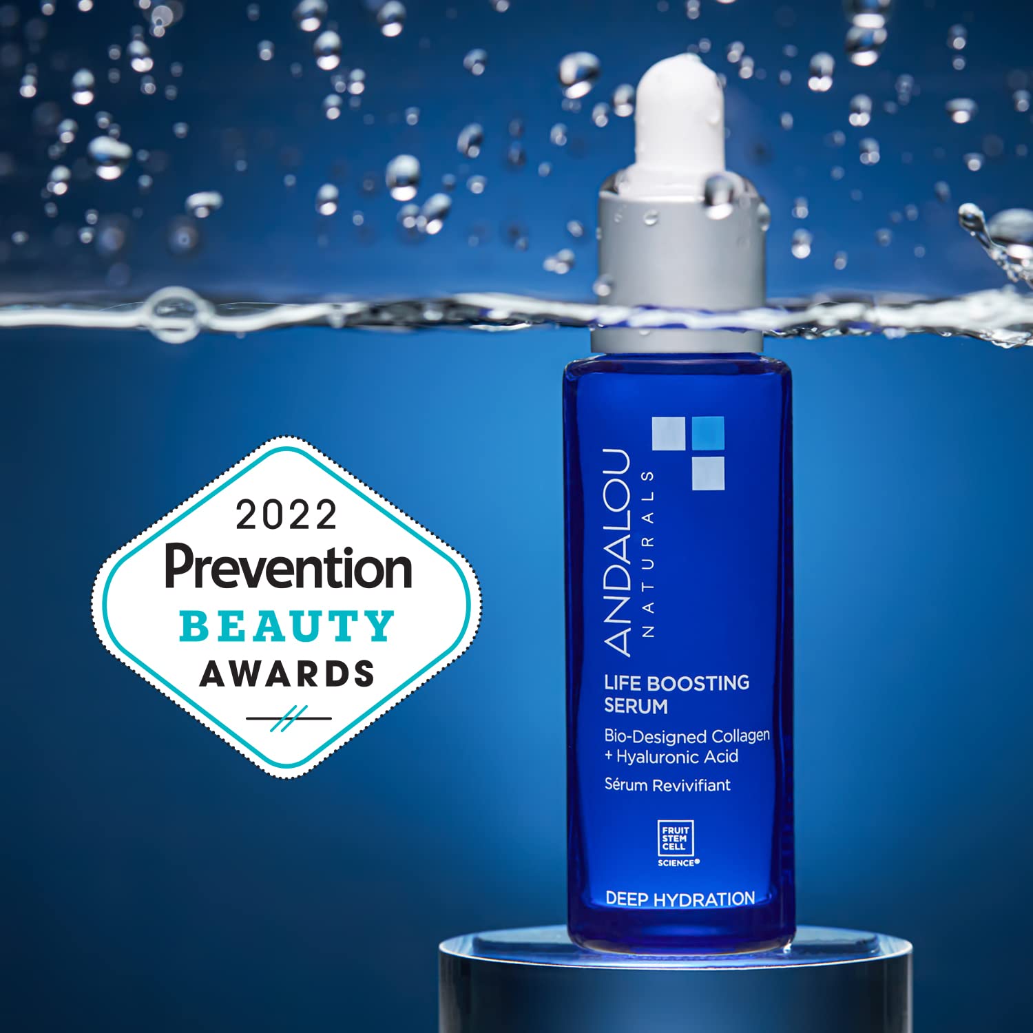 Andalou Naturals Collagen + Hyaluronic Acid Face Serum - Deep Hydration & Skin Elasticity Booster - Day & Night Anti-Aging Moisturizer (1 Fl Oz) - Perfect for Dry Skin Care & Wrinkle Reduction Routine