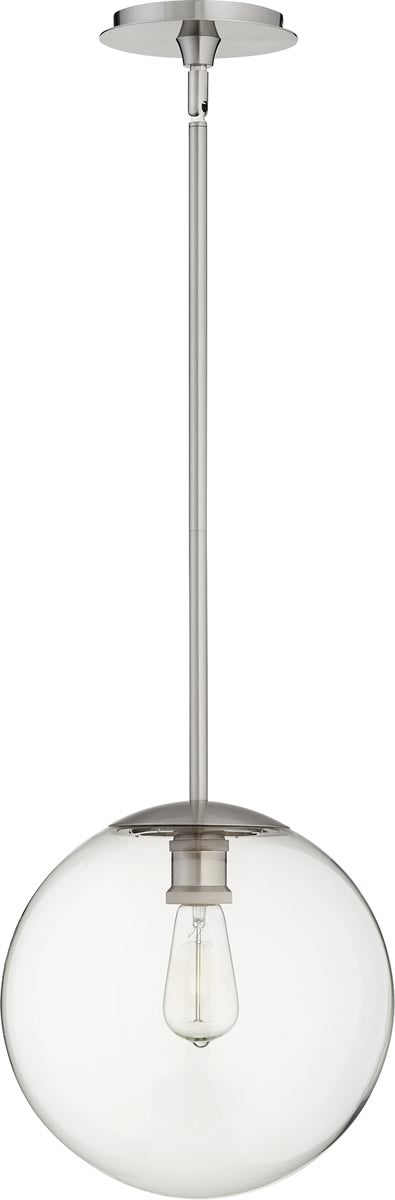 12W Single Light Pendant Light Fixture in Satin Nickel Finish - Perfect for Kitchen Island, Dining Room, or Entryway Lighting